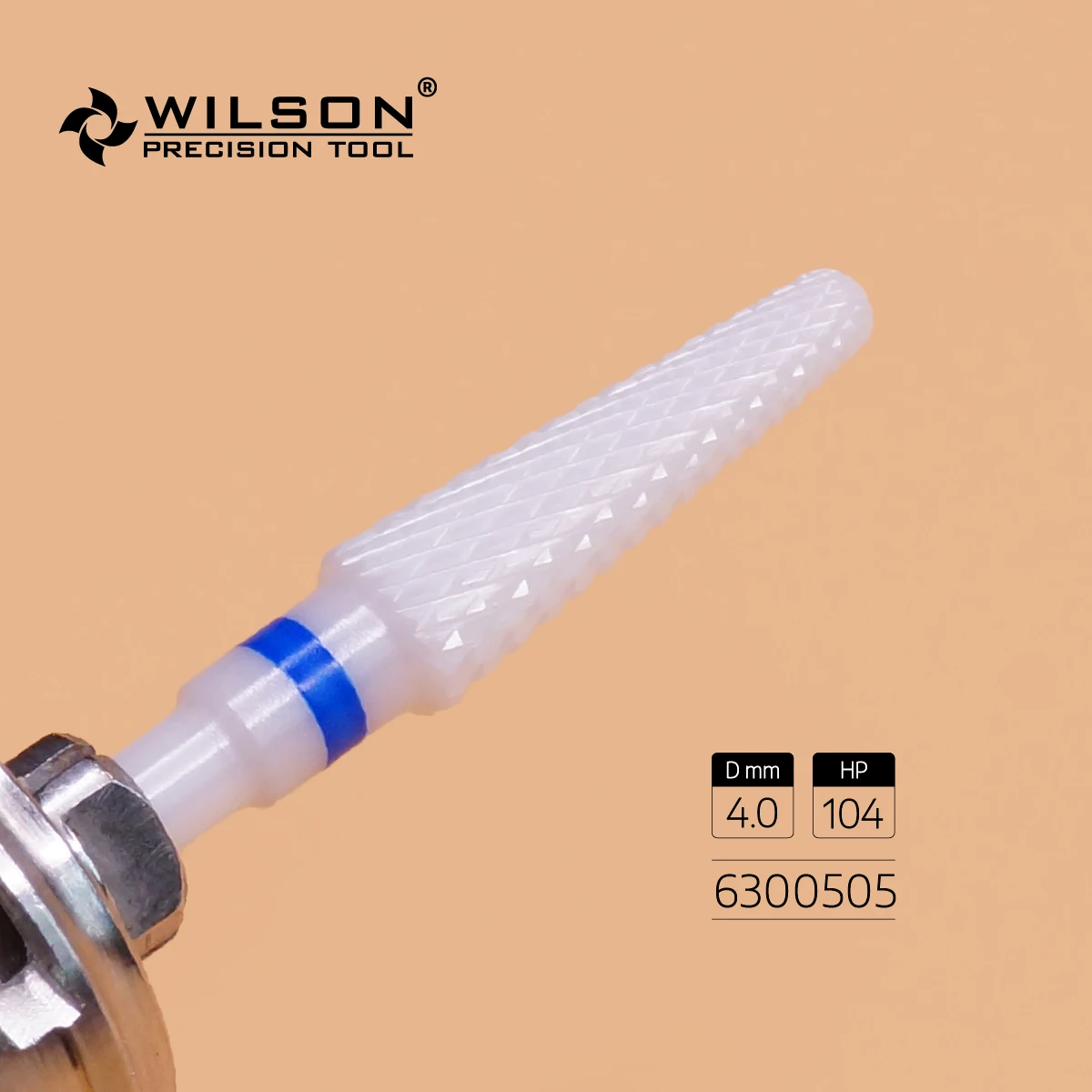 WilsonDental Burs Conical Shape - 4.0mm - Cross Cut - White Solid Zirconia Ceramic Dental Lab Burs