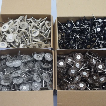 144PCS 19/22/25MM תכשיטי ליטוש מברשות Dremel אביזרי שוחק גלגל קשה/בינוני/רך זיפי מברשת