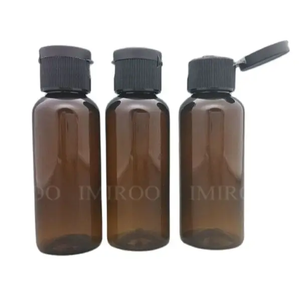 50ml Medical transparent Amber flip butterfly bottle 50cc PET  liquid medicine bottle with Flip Top Cap  50+2pcs/lot