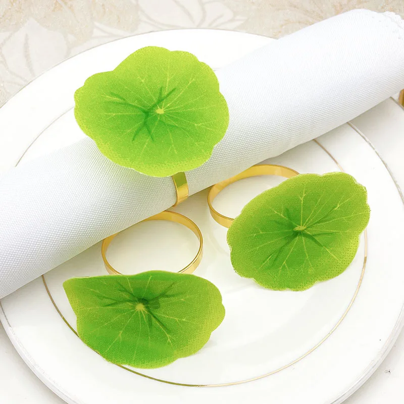 

12pcs/lot New simulation lotus leaf napkin ring green napkin ring holiday party desktop napkin buckle decoration