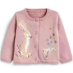 Little maven 2023 Baby Girls Sweater Spring and Autumn Lovely Rabbit Sweater Cardigan Soft and Comfort Tops for Kids 2-7 year