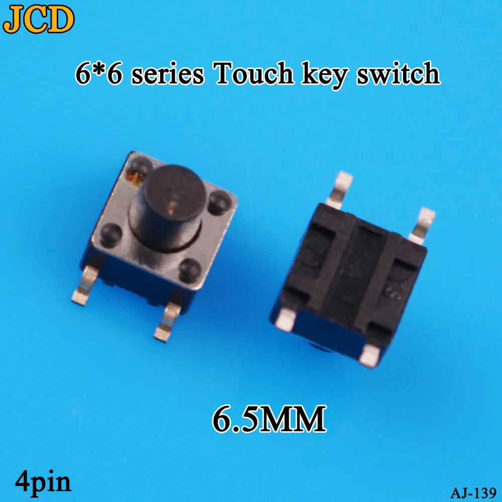 JCD-SMD触覚押しボタンマイクロスイッチ、自己リセットスイッチ、6x6x4.5mm、6x6x5mm、6.5mm、7mm、6x6、4ピン、1個