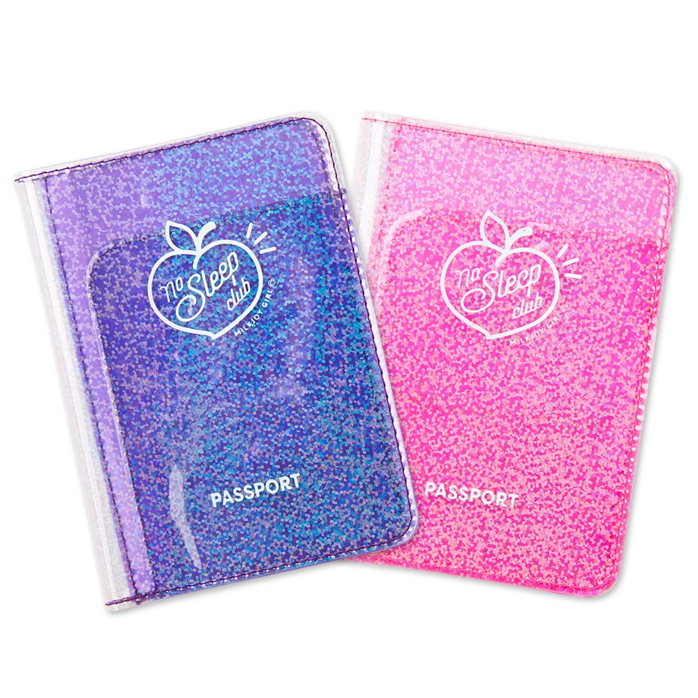 Fashion Transparent Starlight Passport Cover Girls Travel Ticket ID Credit Card Holders PVC Jelly Color Laser Passport Holder