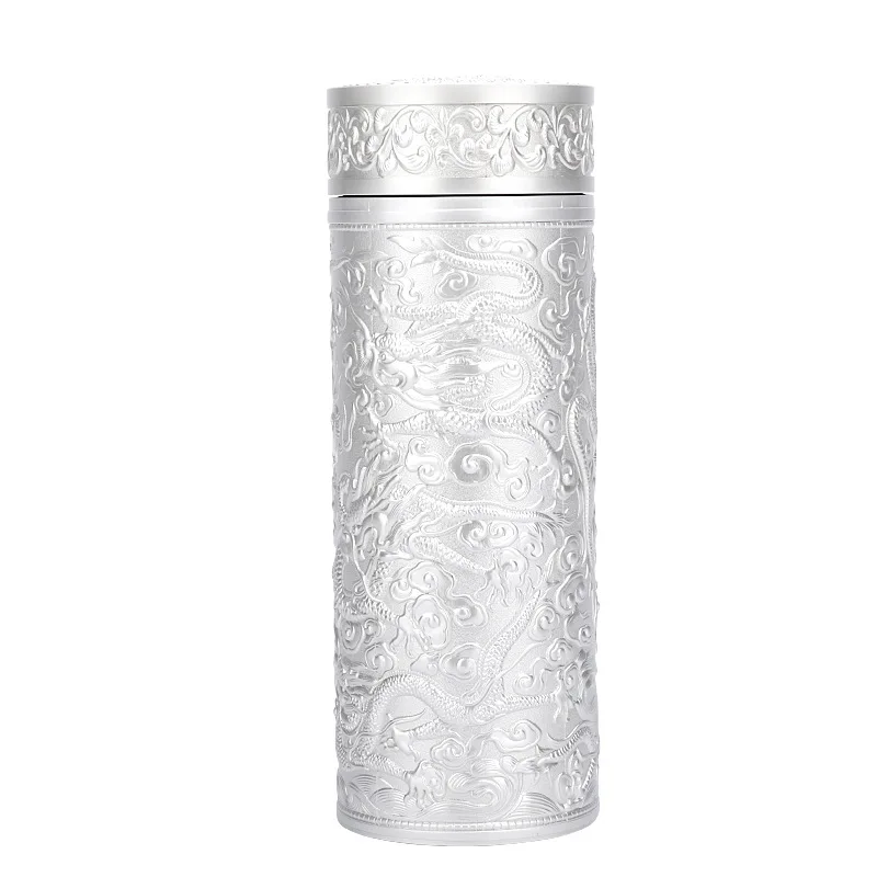 Kowloon Pattern Sterling Silver Cup Sterling Silver Liner High-end Vacuum Flask Health Cup Box