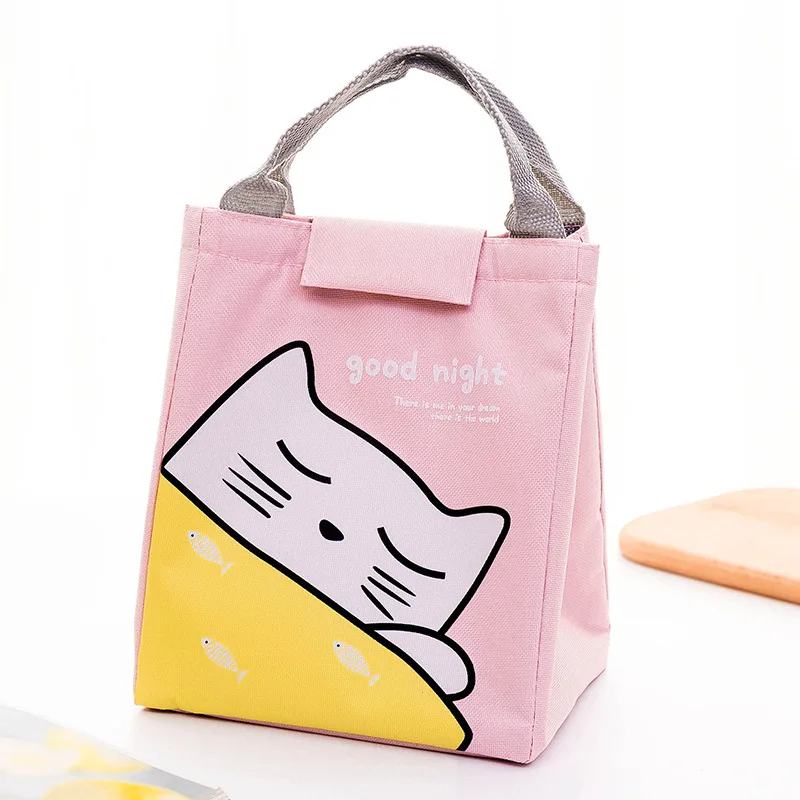 Waterproof Oxford Kawaii Lunch Bag For Kids Women Large Portable Heat Preservation Picnic Lunch Box Cute Aluminum Food Bag
