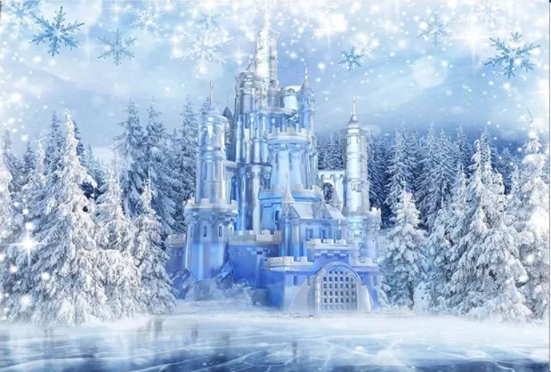 Winter Castle Backdrop Ice Forzen World Winter Wonderland Party Decorations Supplies Snow Happy Birthday Photography Background