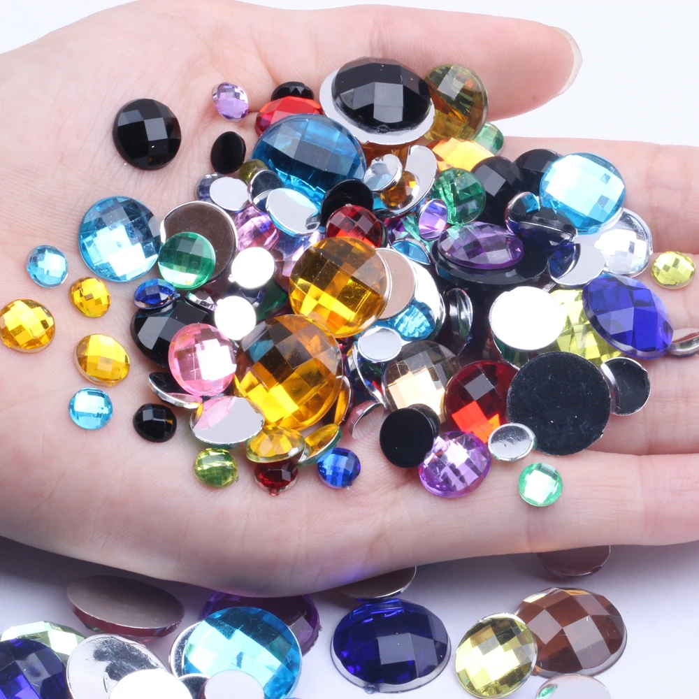 

Round Earth Facetsd Many Colors And 6-25mm Acrylic Flatback Craft Art DIY Gems Rhinestone Strass High Shine Nail Stones