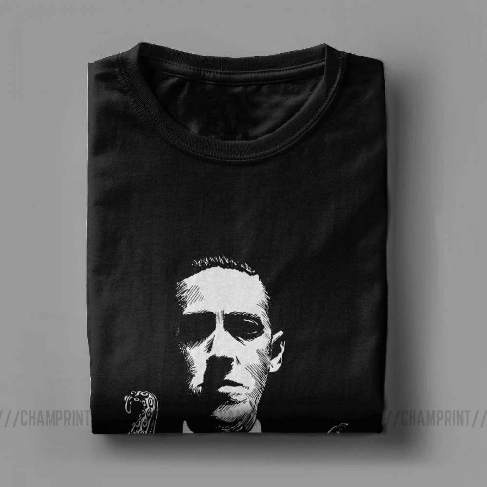 Storytime With Lovecraft Men T Shirts Cthulhu Lovecraftian Horror Camiseta Vintage Tee Shirt Pure Cotton T-Shirt Summer Clothing