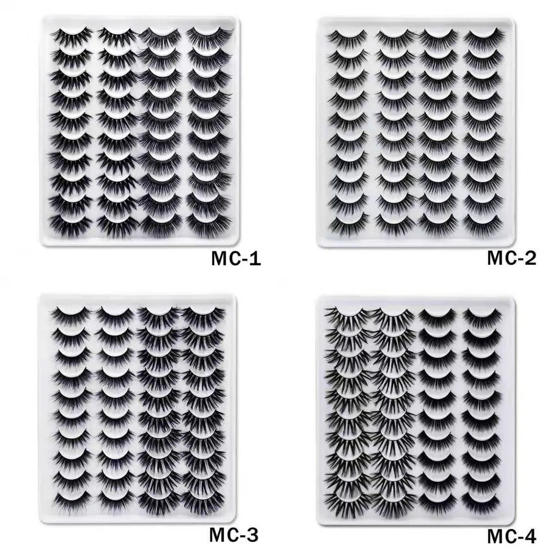 20 Pairs Vegan Lash Book Wholesale Faux Mink Eyelash Book Mixed Styles lash Book Synthetic  Eyelashes Hotsale Lash Book