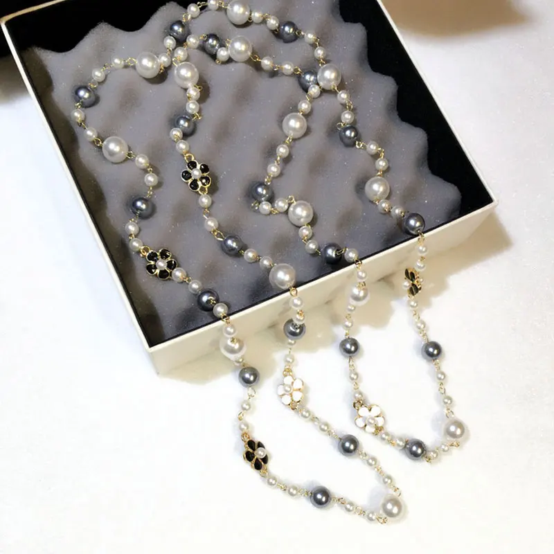 Fashion Classic Double Layers Simulated Pearl Necklace For Women Bijoux Luxury Jewelry Long Necklace Fine Gifts For Mother