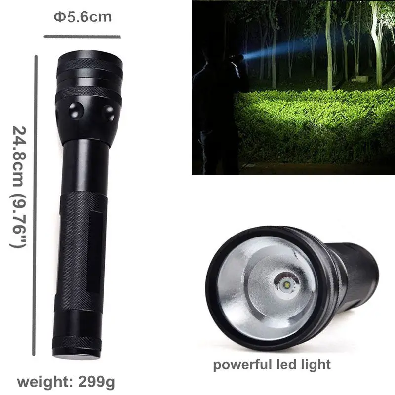 TMWT Police Flashlight D Size Batteries Portable Holster 10W XML T6 LED Self Defense Heavy Duty Torch Light For outdoor camping