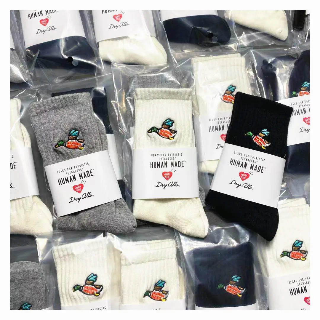 3Colors Crew Street Fashion Striped White Socks Cotton Duckling Flying Little Mallar Mandarin Duck Japanese Brand Retro Game Sox