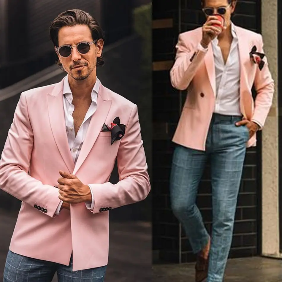 Di Colore Rosa caldo Abiti Da Uomo Per Gli Uomini Slim Fit One Button Smoking Best Uomo Dello Sposo di Cerimonia Nuziale di Promenade del Vestito della Giacca Sportiva Un Solo giacca