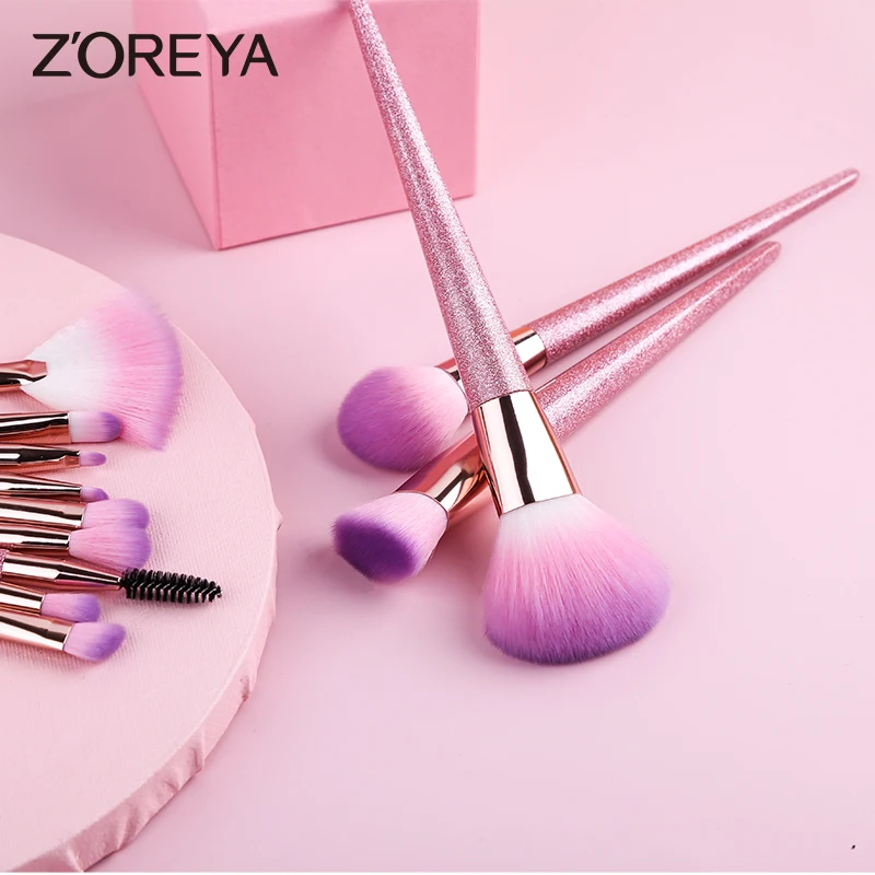 ZOREYA 12Pcs High-Quality Cosmetic Tool Kit Soft Makeup Brushes Set Eye Shadow Powder Foundation Eyebrow Blending Beauty Brush