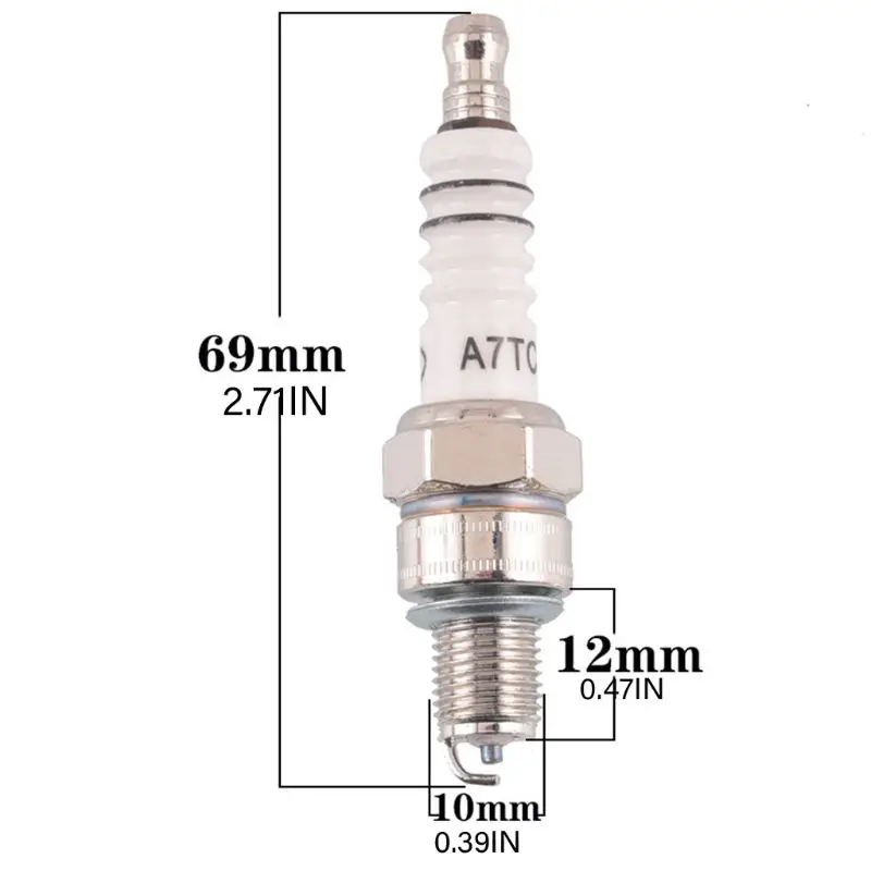 2Pcs Metal Spark Plug A7TC 10mm Fit for Dirt Bike Moped GY6 50cc 70cc 90cc 125cc 150cc Scooter ATV