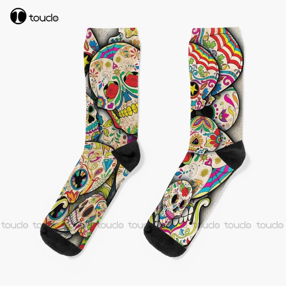 

Sugar Skull Collage Socks Funny Socks Christmas New Year Thanksgiving Day Gift Unisex Adult Teen Youth Socks Custom Funny Sock