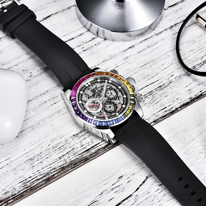 PAGANI DESIGN Top Luxury Brand Mechanical Automatic Watch Men Ceramic Bezel Rainbow Business Waterproof Watch Relogio Masculino