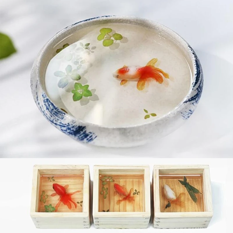 12 Pcs/Set Soft PVC Goldfishes Models Epoxy Filling Material Crystal Ocean Resin 3D Mini Fish Modeling Filler