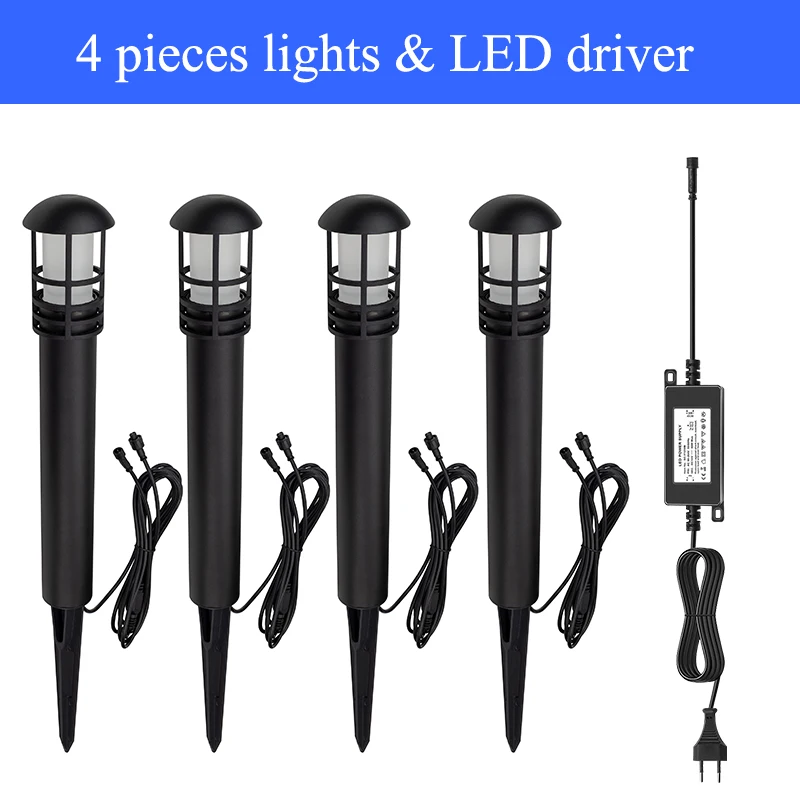 Laagspannings 12V 3W buitenverlichtingssysteem, 6-pack IP65 waterdichte tuinpadverlichting, eenvoudige installatie met 2x1m kabels