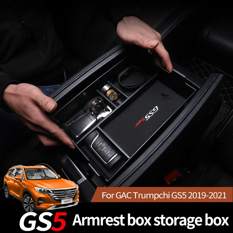 Para GAC Trumpchi GS5 2019 a 2021, caja de almacenamiento con reposabrazos Central, consola Central, alfombrilla antideslizante/organizador ABS, soporte para contenedores