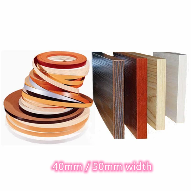 Custom Preglued PVC Edge Banding, 40mm, 50mm x 10m, Ideal for Furniture Cabinetry Kitchen Wardrobe Woodworking