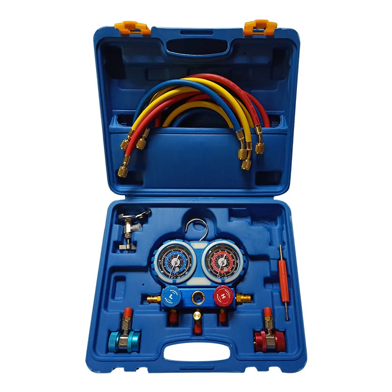 Fluorine Meter Set Automobile Air Conditioning Refrigeration Pressure Gauge Brass Refrigerant Gauge Pressure Double Gauge Valve