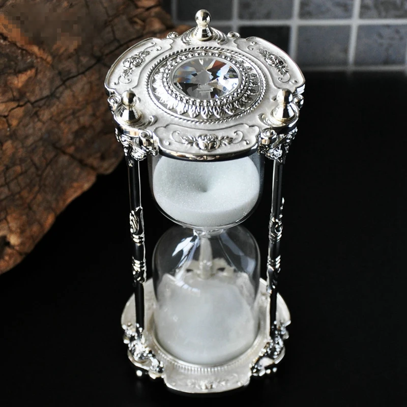 Vintage metal hourglass 15 minutes timer creative ornaments home decorations desktop crafts