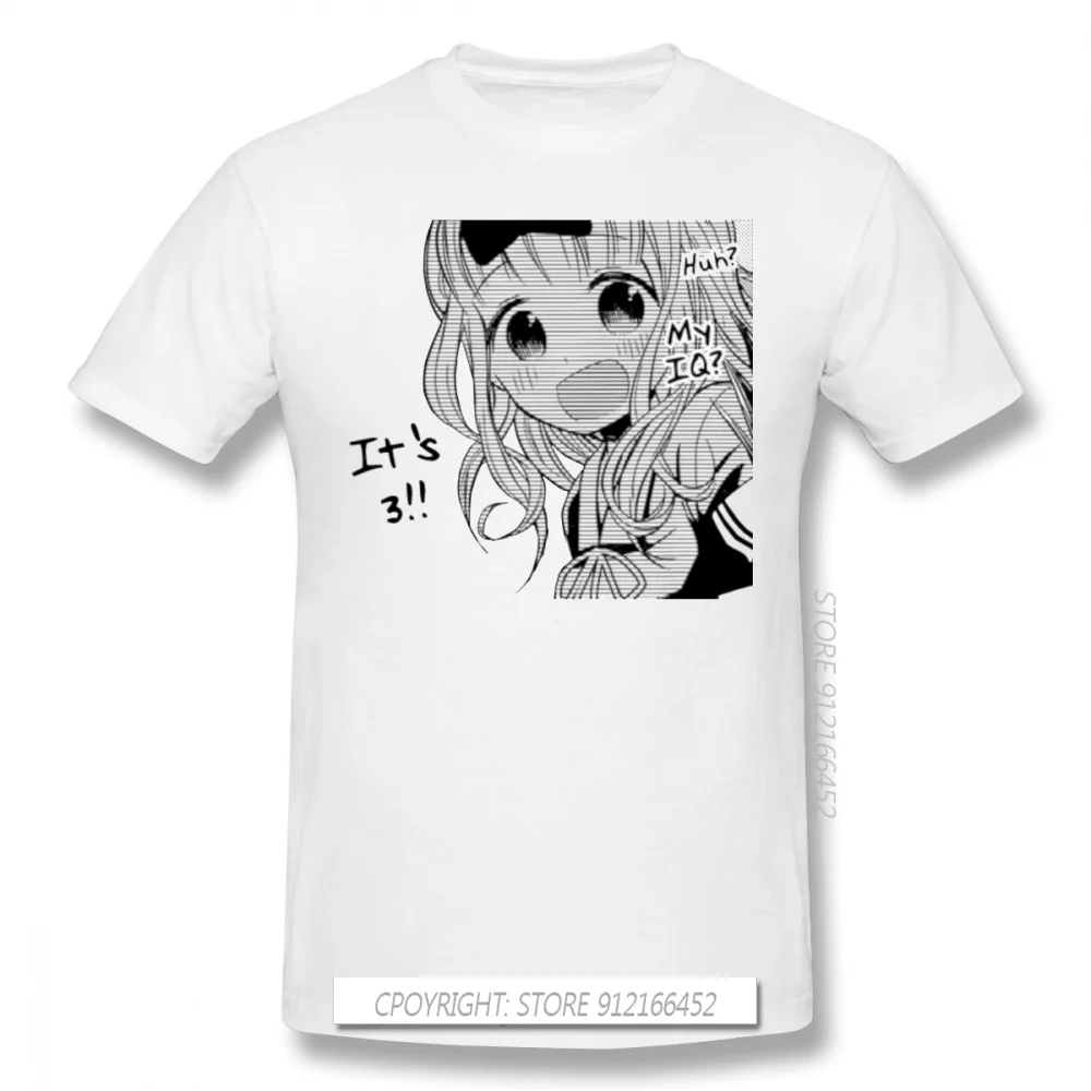 IQ Print 100% Cotton Funny T Shirts Kaguya Sama Love Is War Miyuki Shinomiya Fujiwara Anime Men Fashion Streetwear