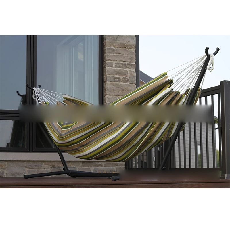 1PC Outdoor Removable Canvas Hammock Assembly Thickened Iron Bracket Canvas Hammock Shelf Convenient Outdoor Travel Hammock