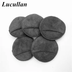 Lucllan Premium 5 in. Dia Round Car Care Microfiber Polish Wax Applicator and Cleaning Pads with Finger Pockets