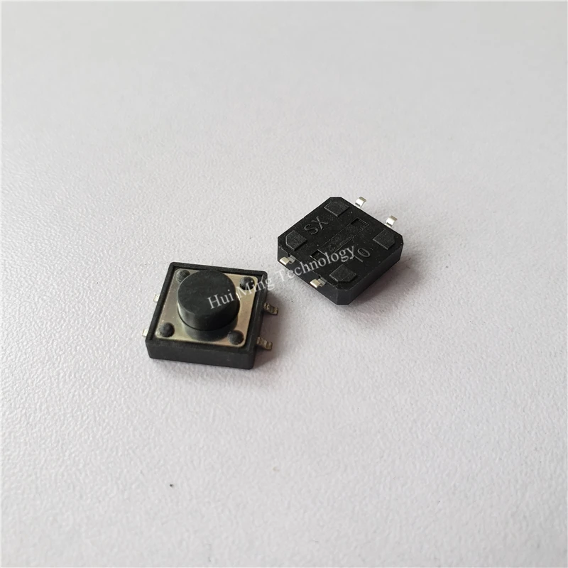 150Pcs Micro Switch Tact Switch Black 12*12*4.3 12*12*5/6/7/8/9/10/12Mm Smd Button Touch 4Pin Import Shrapnel Copper Foot