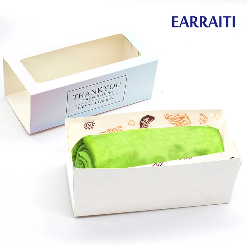 50PCS Towel Roll Cake Drawer Box Window Gift Packaging Box Carton Omelet Swiss Roll Cake Boxes Baking Wedding Birthday Party