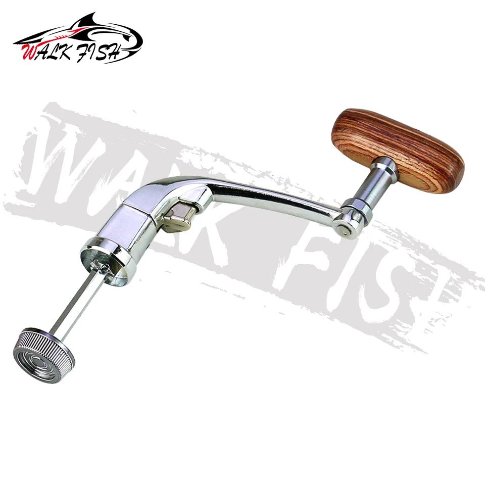 WALK FISH Universal Wood Handle Fishing Reel Crank Rock Arm Spinning Wheel Grasp Spinning Wheel Handle Metal Folding Rocking Arm