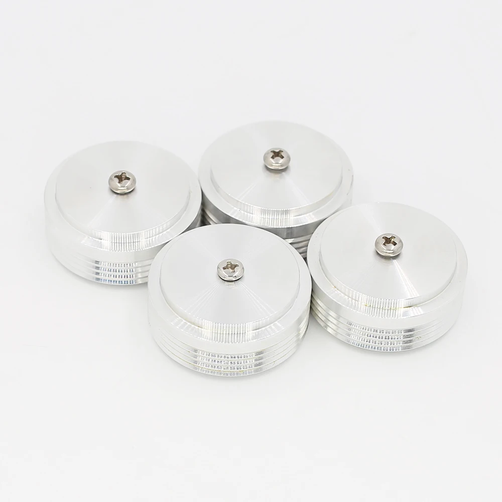 4pcs 40 x17mm audio amplifier speaker feet spikes silver Ring machine mats pads