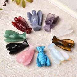 Natural Crystal Guardian Angel Figurine Amethyst Rose Quartz Handmade Colorful Healing Stone Gem Craft Gift Home Decor Ornaments