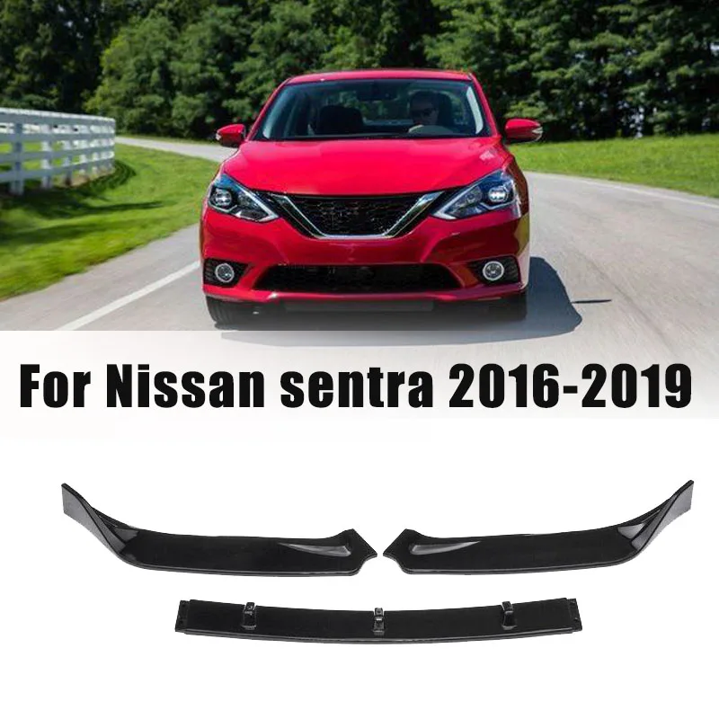 

Автомобильный передний бампер, спойлер для Nissan sentra 2016 2017 2018 2019, глянцевый черный углеродный волоконный диффузор, разделители, Аксессуары для кузова