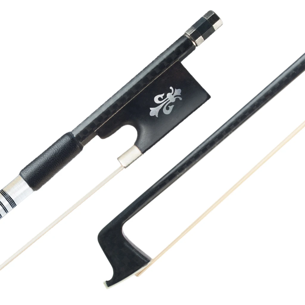 

Violin Bow 4/4 Size Carbon Fiber Fiddle White Mongolia Horsehair W/ Ebony Frog Well Balance