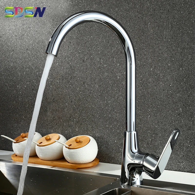 

Kitchen Mixer Tap SDSN Copper Alloy Kitchen Sink Mixer Tap Single Lever Chrome Kitchen Faucets Hot Cold Home Kitchen Mixer