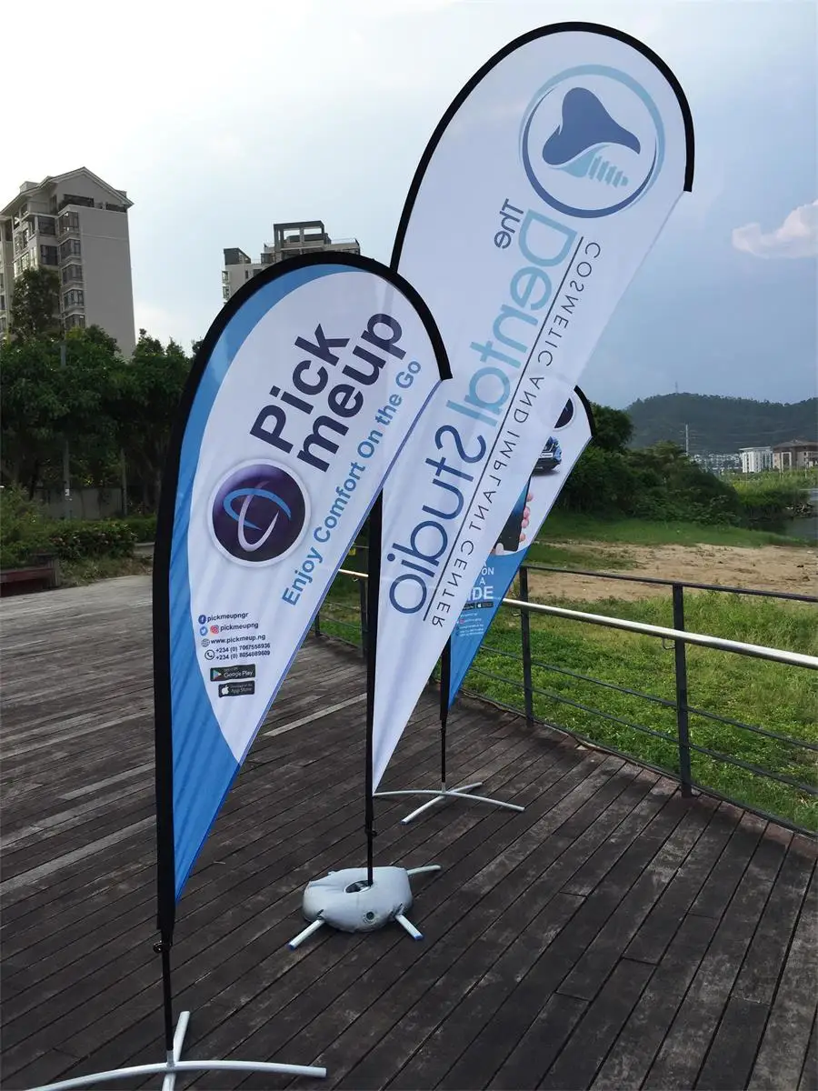 Custom Print Teardrop Flag Beach Banner Barber Shop Spa Salon Sport Racing Massage Coffee Hot Dot Ice Cream Milk Bakery Gym Fit