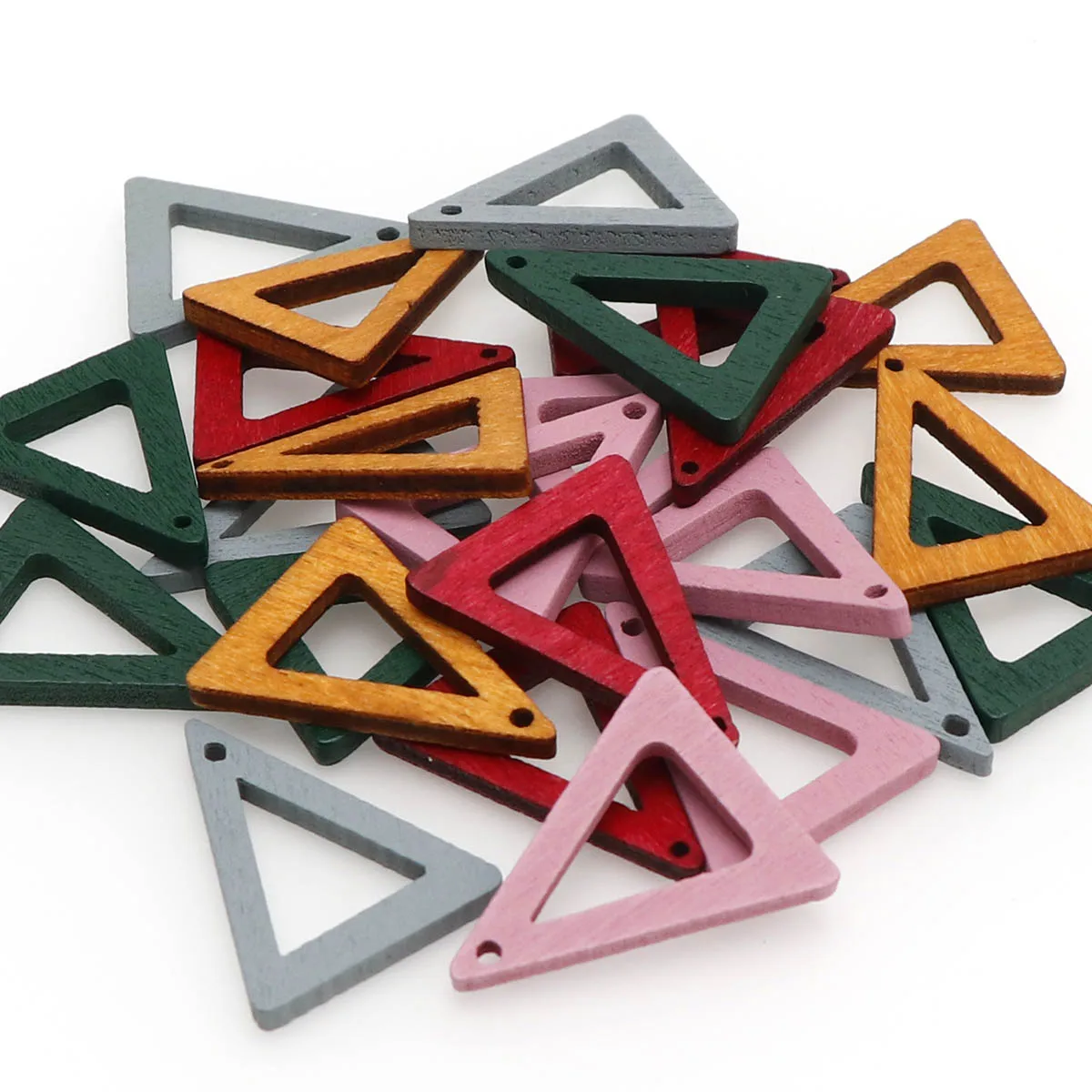 50pcs 25x20mm Natural Wood Triangle Wooden Beads Color Bead Handmade For DIY Necklace/Earring Making Jewelry Accessories