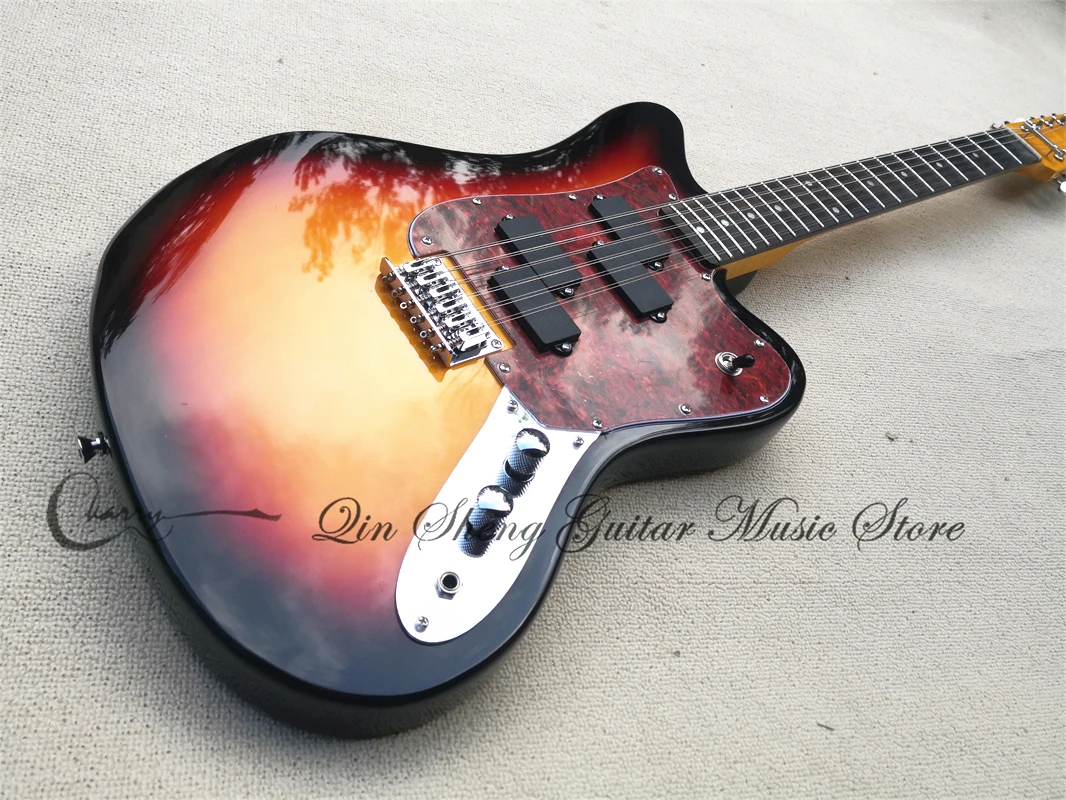 Order booking 12 strings electric guitar,juga guitar,sunburst basswood body,Red tortoise shell pickguard,chrome bridge