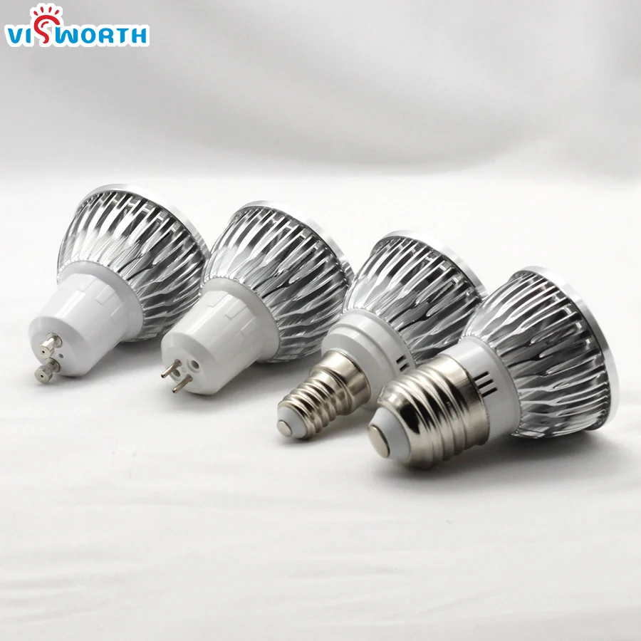 GU10 LED 9W 12W foco Led regulable cuerpo de aluminio Lampada bombilla Led 9W 12W COB G5.3 E14 E27 lámpara LED AC 110V 220V 240V