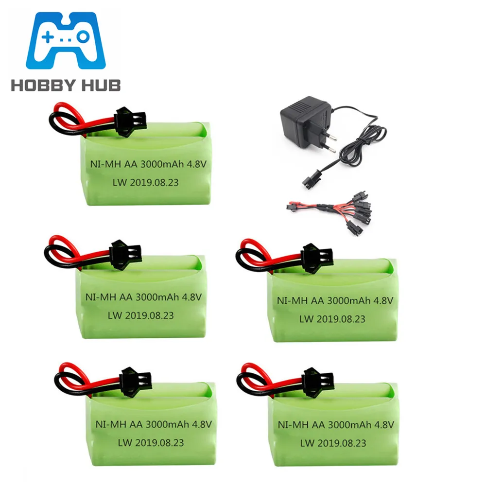 4.8v 3000mAh Battery and Charger For Rc toys Cars Tanks Robots Boats Guns 4* AA 4.8v 2400mah Rechargeable Battery Pack