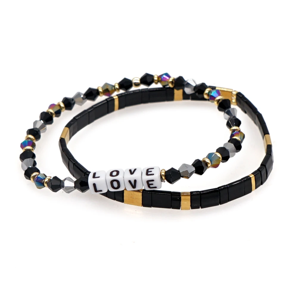 

Go2BoHo Black Gold Color Miyuki Tila Bracelet Fashion Jewelry Crystal Love Charm Bracelets Set for Women Lovers Jewellery Trend