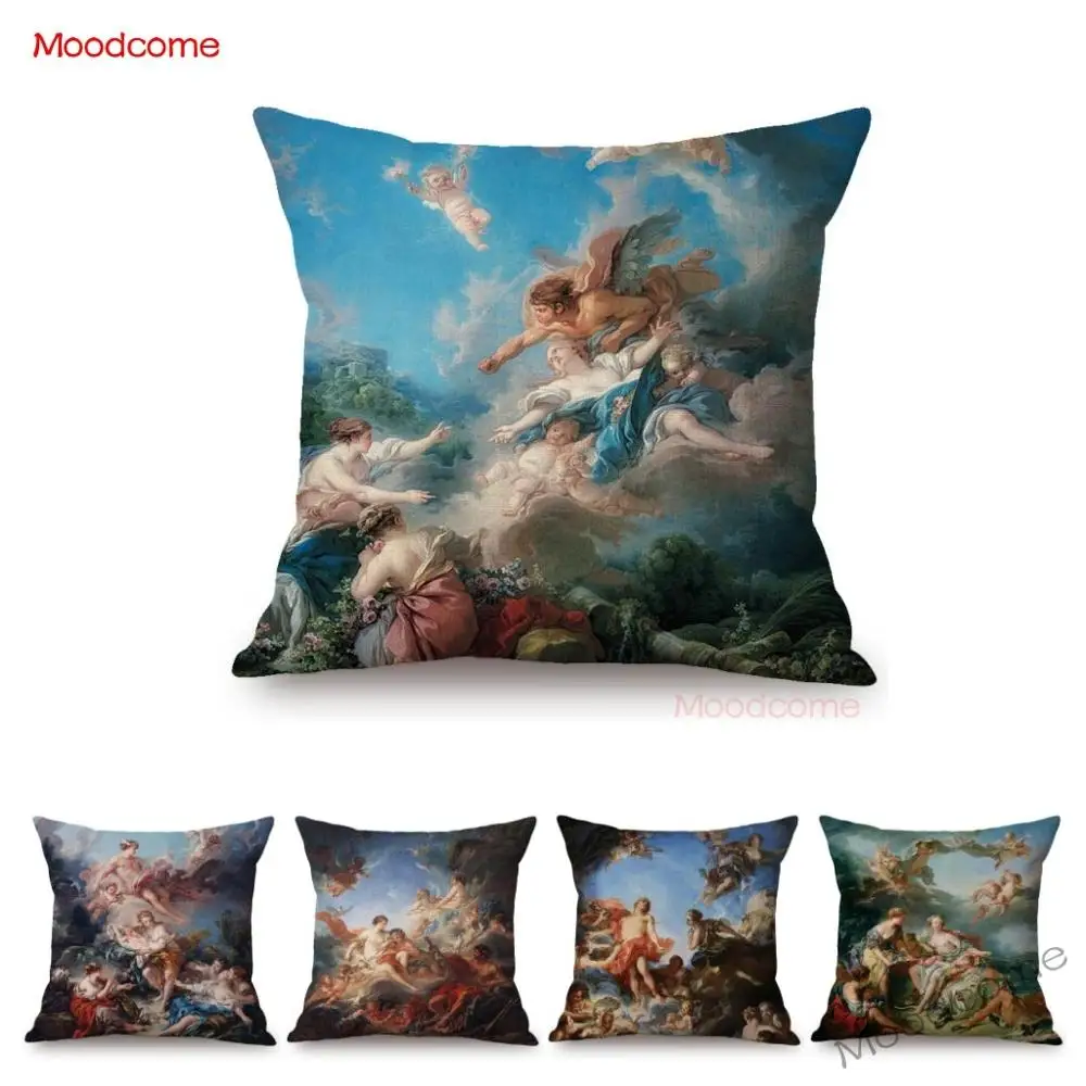 

Luxurious Royal Court Francois Boucher Ancient Greek Mythology God Goddess Oil Painting Sofa Pillow Case Rococo Cushion Cover