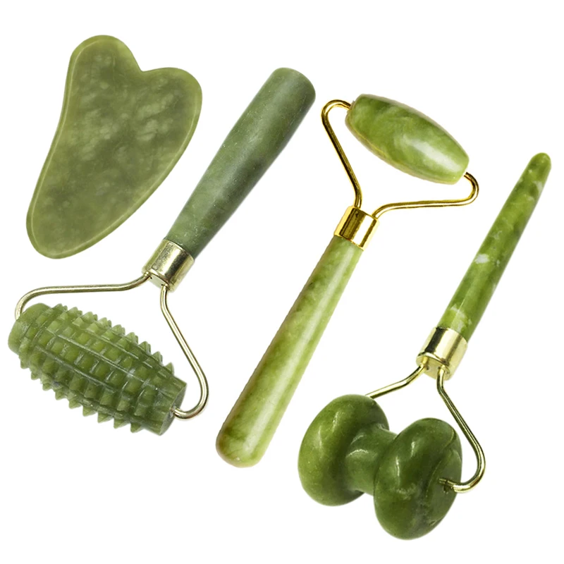 Natural Jade Massage Roller Guasha Board SPA Scraper Stone Facial Anti-Wrinkle Treatment Body Facial Massager Health Care Tools