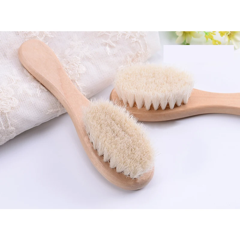 Soft Baby Brush and Comb Set Wooden Handle with Natural Goat Hair Bristles Ideal for Newborns Toddlers