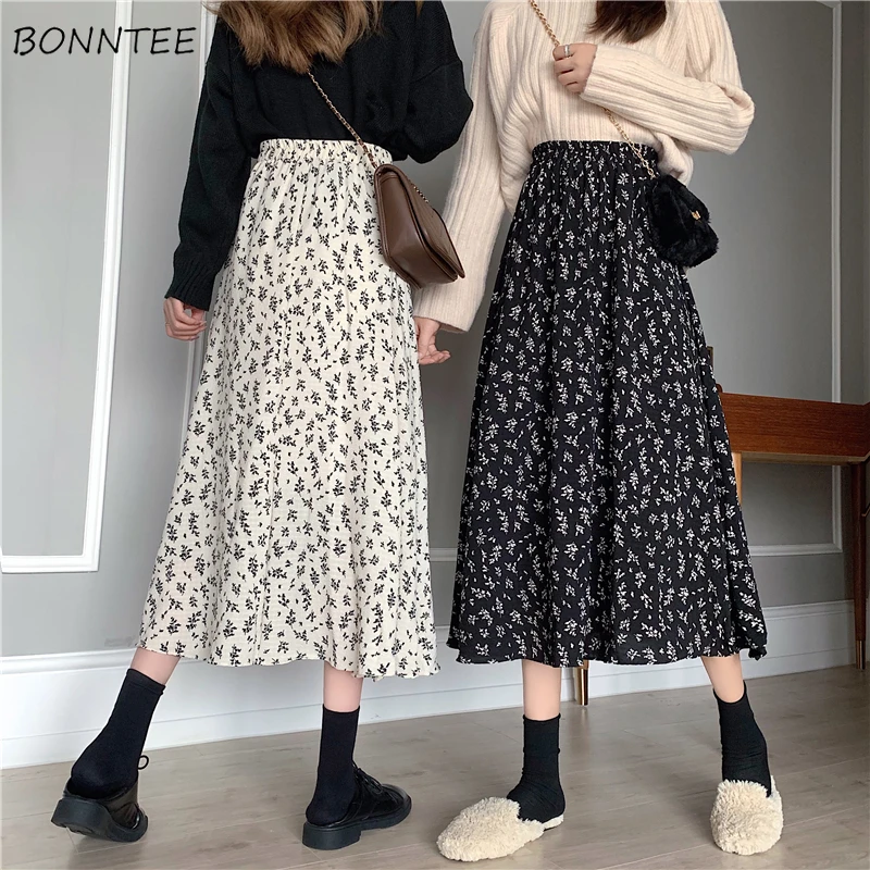 Skirts Women Design High Waist Summer Loose Trendy Elegant Artistic BF A-Line All-match Print Lovely Ins Casual Tender Aesthetic