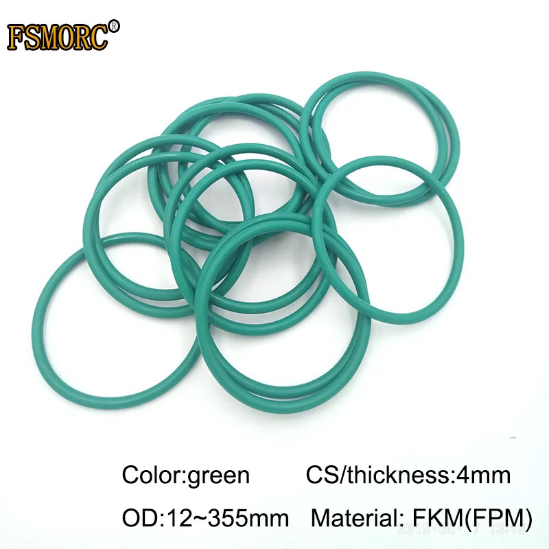 

Green FKM o rings OD12mm~355mm*4mm thickness/CS Oil resistant acid and alkali resistant sealing Gasket FPM o-ring