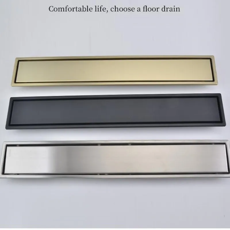 Brush gold Floor Drain 304 SUS floor Conceal drain long Linear drainage Channel drain for hotel bathroom kitchen floor Black